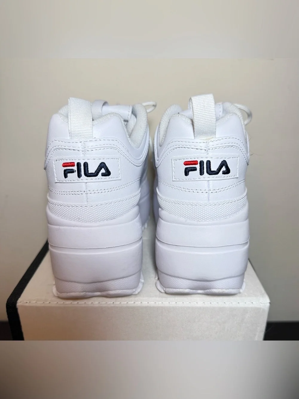 FILA White Platform Disruptor II Wedge Women’s Sneakers